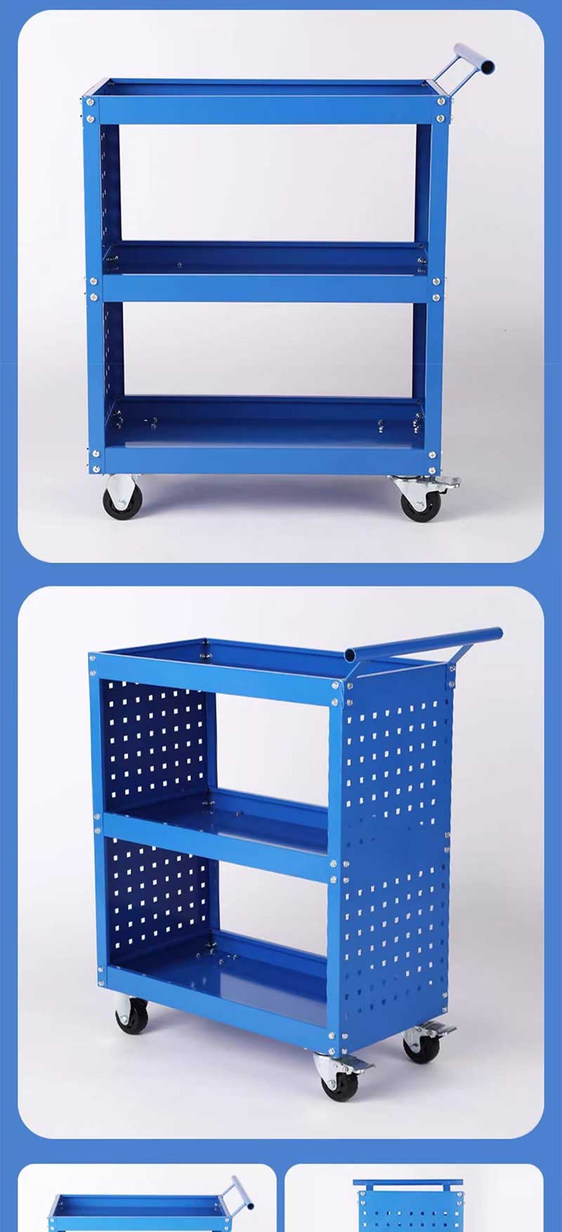 馳兔汽修推車(chē)三層加厚零件車(chē)五金工具箱重型移動(dòng)工具周轉(zhuǎn)車(chē)帶腳輪