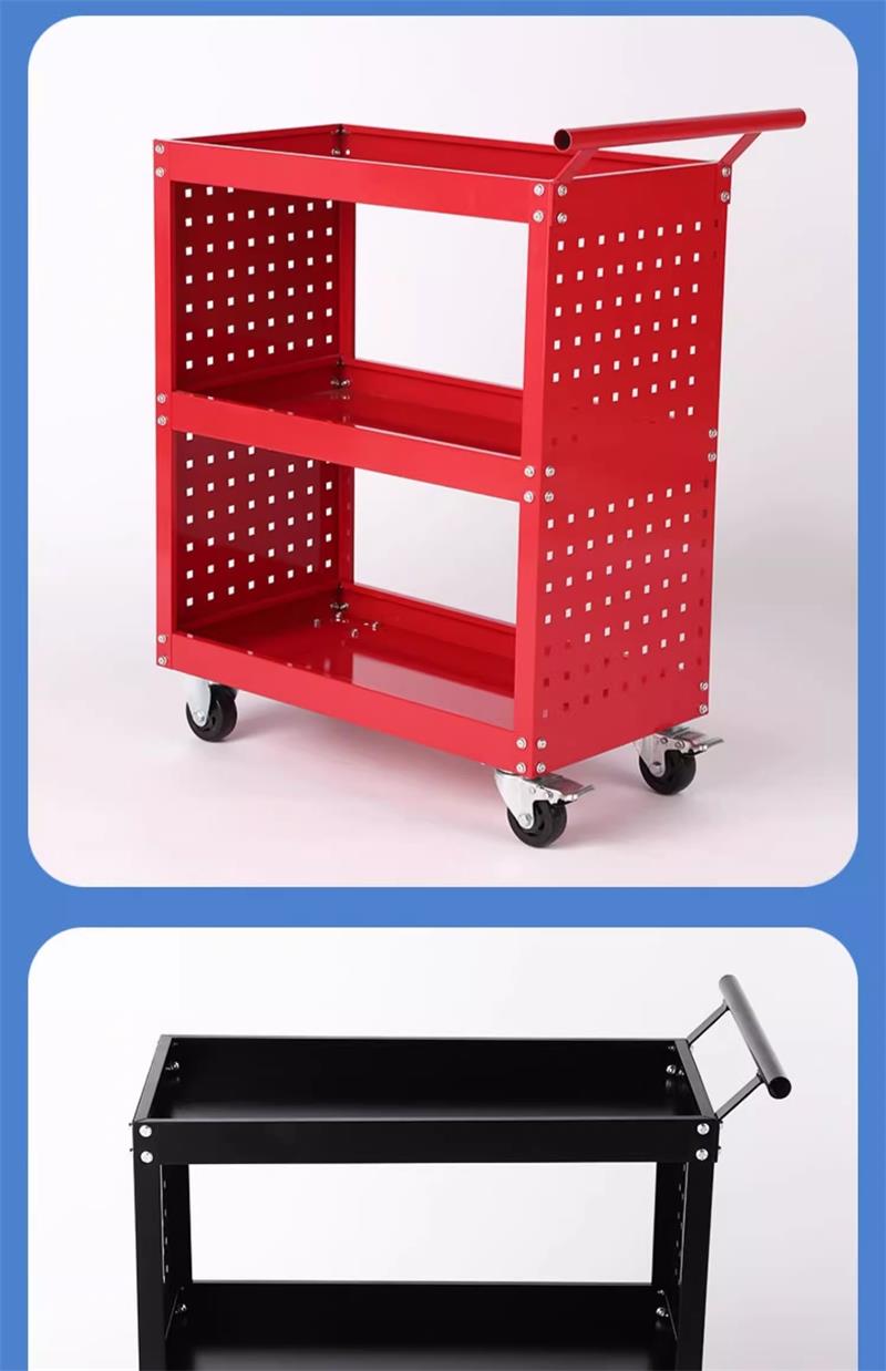 馳兔汽修推車(chē)三層加厚零件車(chē)五金工具箱重型移動(dòng)工具周轉(zhuǎn)車(chē)帶腳輪